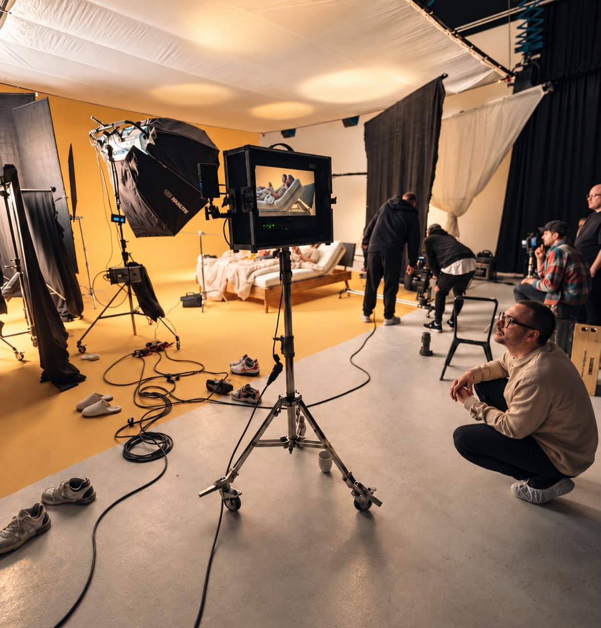 Shaping the look — CosyLift.

For this studio production, the goal was a warm, natural bedroom atmosphere built entirely around the shot. Extensive light shaping, diffusion and careful control of every source gave the scene its soft lifestyle feel while keeping the image cinematic.

A small look at the craft behind the frame.

#LightingDesign #OnSet #CommercialShoot #FilmProduction #Cinematography StudioProduction VertigoStudiosAI CosyLift